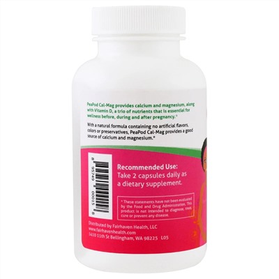 Fairhaven Health, Peapod, комплекс витаминов Кальций-Магний, 60 капсул