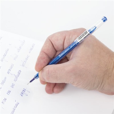 Ручка гелевая BRAUBERG DIAMOND, СИНЯЯ, игольчатый узел 0,5 мм, линия письма 0,25 мм, 143378