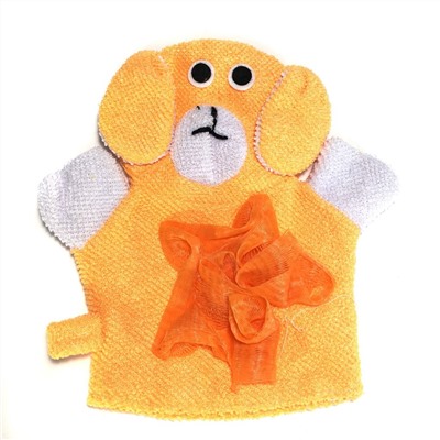 Детская мочалка-варежка в виде зверюшки Comfortable BathLife, Акция! Оранжевый